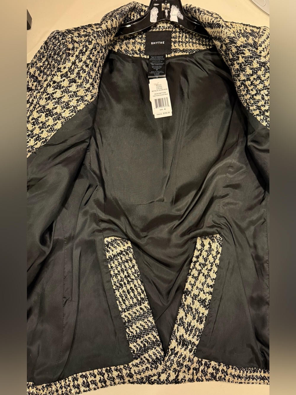 NWT Smythe Black and Cream Blazer - Picture 7 of 11